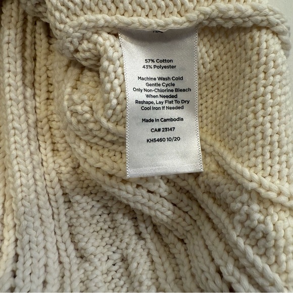 Talbots Women’s Pointelle Cable Knit Cotton Chunky Sweater Ivory WM’s Small NWOT - Picture 11 of 14